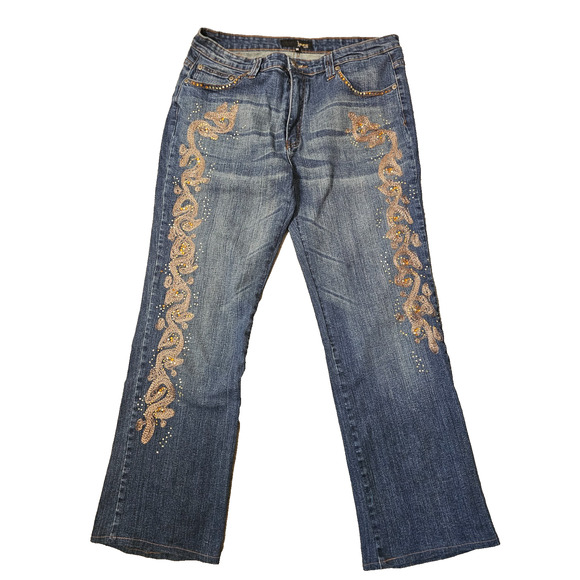 VTG Mesmerize Womens 5 Pockets Embellished Stretch Cotton Blend Jeans 14 Short - Picture 1 of 8